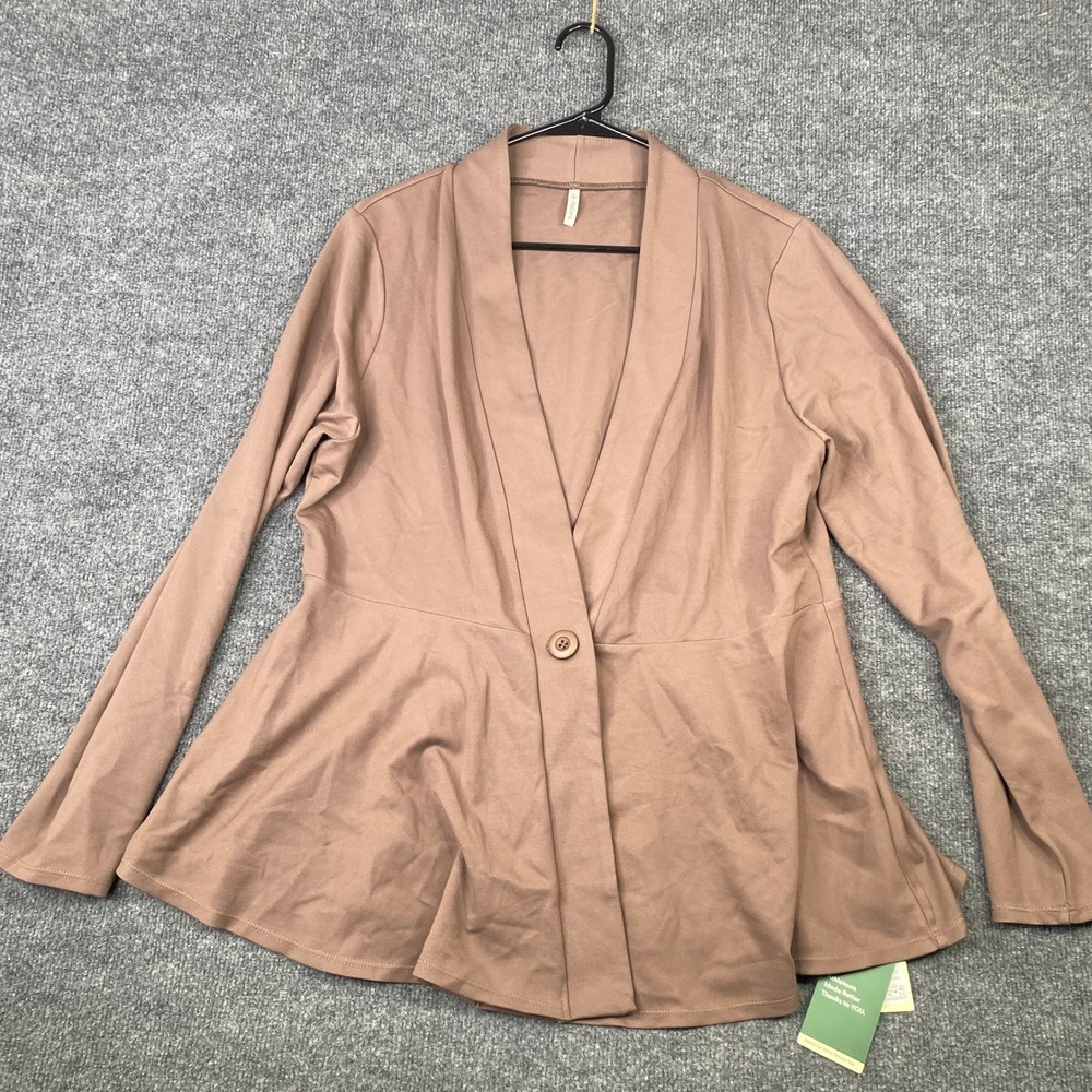 Halara Womens XL Mauve Brown Peplum Blazer Cardigan Single Button Long Sleeve